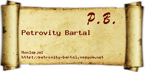 Petrovity Bartal névjegykártya